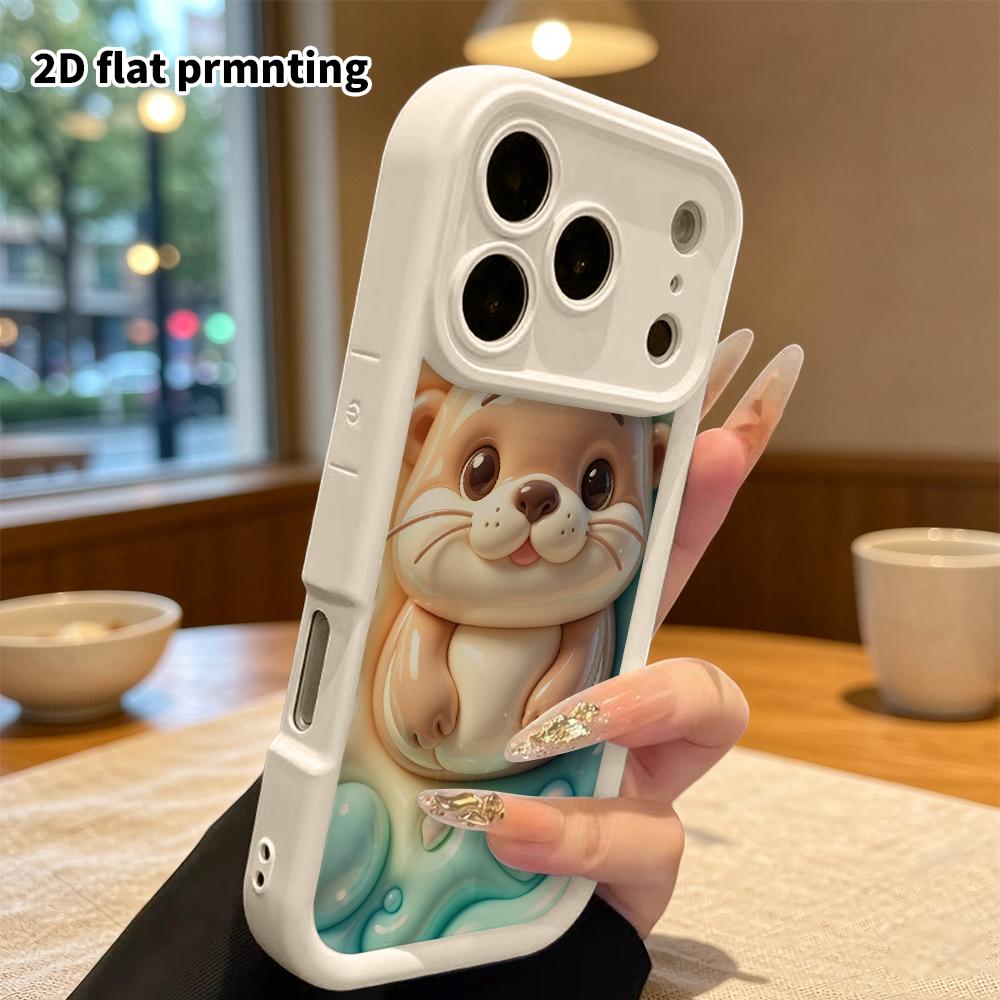 Phone case: 2D flat design, suitable for iPhone 18 17 16 15 14 13 Pro protective case, cute soft otter, perfect Christmas and Halloween holiday gift