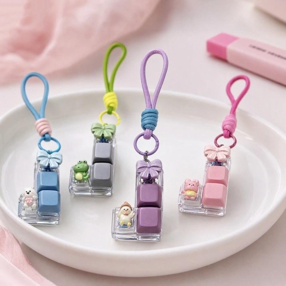 Rabbit Frog Bear Duck Stress Relief Keyring Cartoon Animal Fidget Bag Pendant Student Bag Ornament