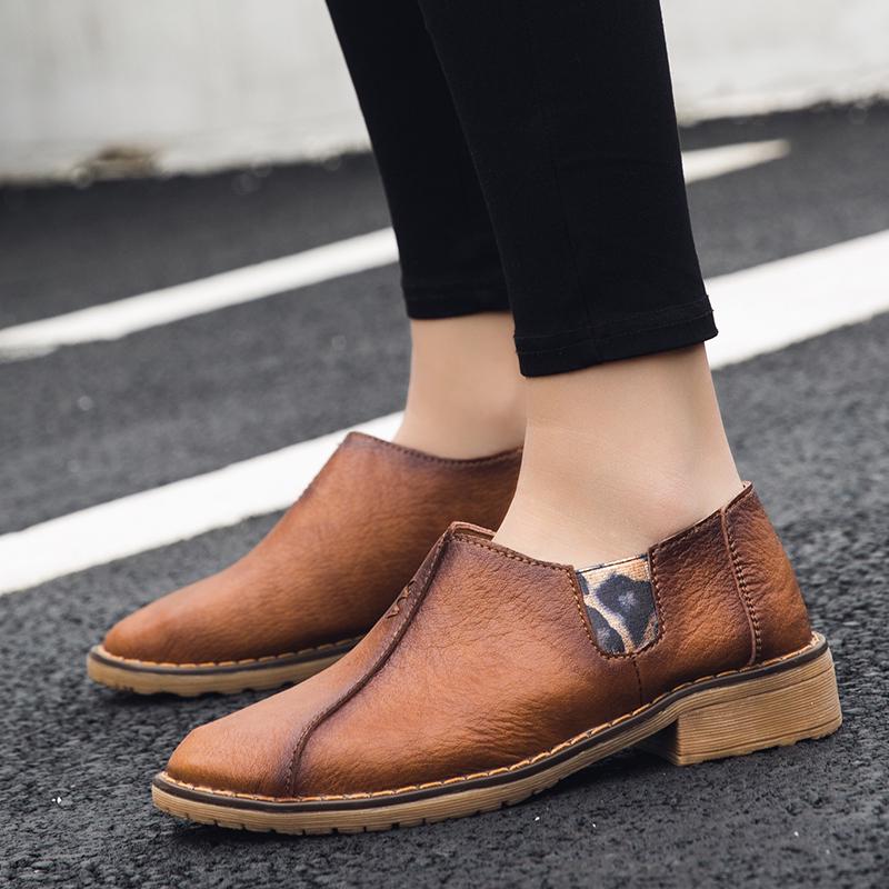 Zapatos de cuero mujer low Heel Slip On Loafers Zapatos Wome Damas Business  Casual Shoes botas cortas comprar a buen precio — entrega gratuita, reseñas  reales con fotos — Joom