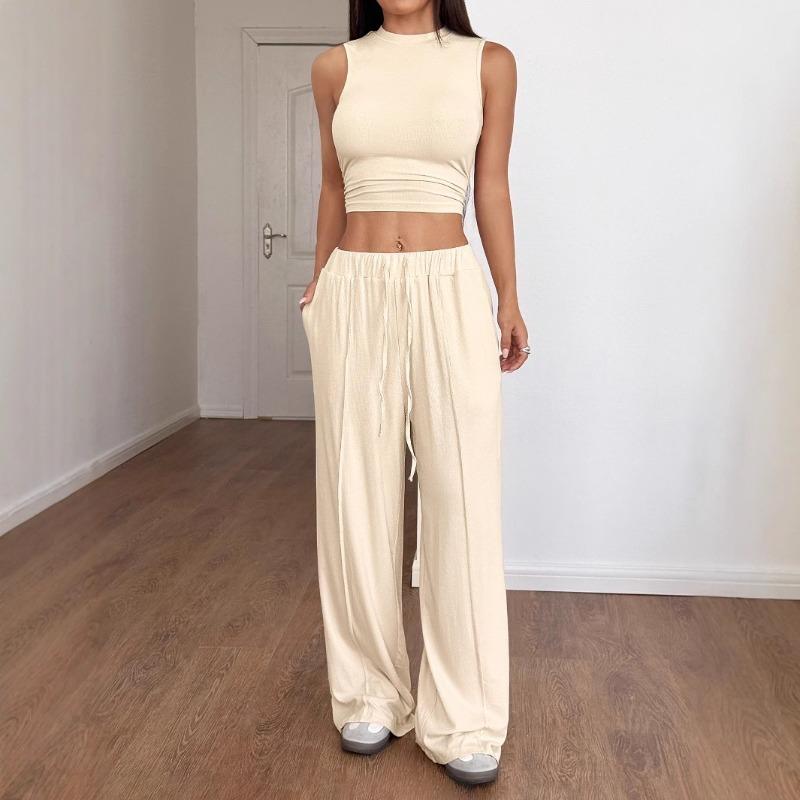 

Женский однотонный весенне-летний новый комплект: жилет и повседневные брюки XL абрикосовый