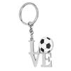 Soccer   Keychain Silver Stainless Steel Stylish I Love Soccer Key  for Birthady Present Backpack Bag Pendant