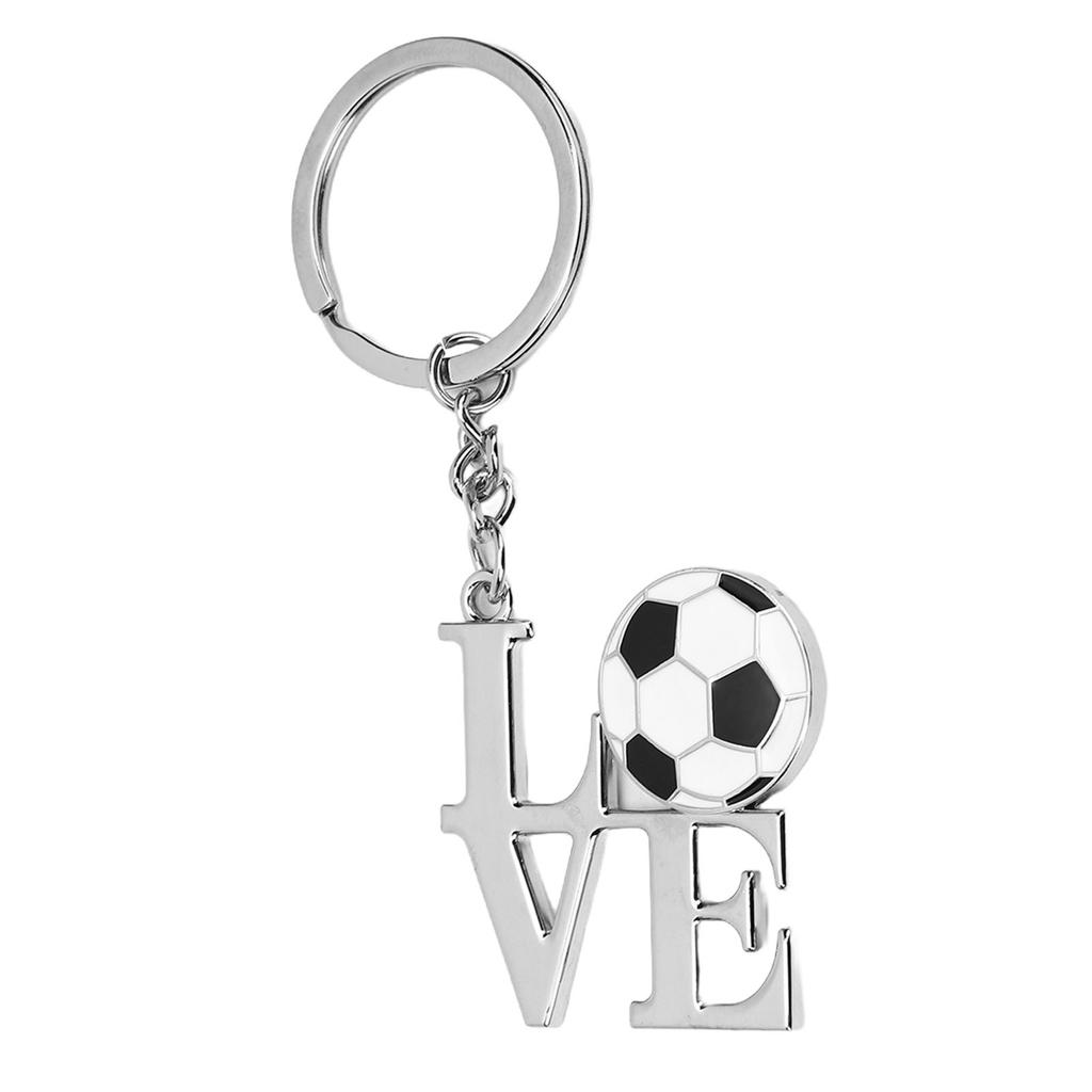 Soccer   Keychain Silver Stainless Steel Stylish I Love Soccer Key  for Birthady Present Backpack Bag Pendant