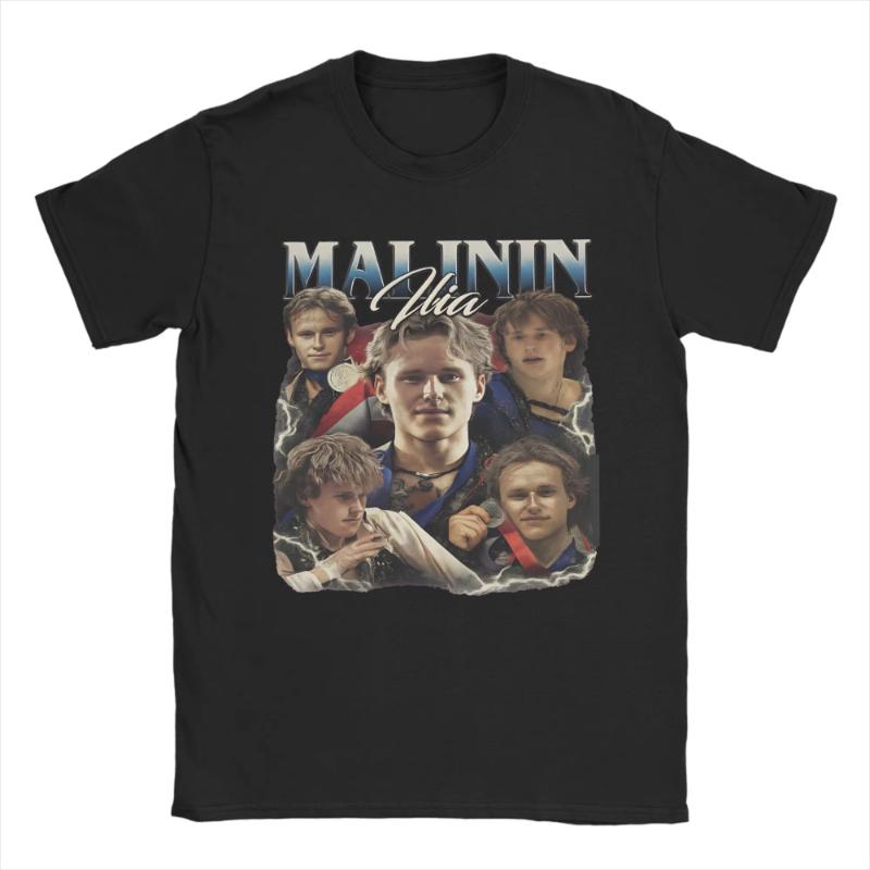 Round Neck Tshirt Short Sleeved Clothing Plus Size Ilia Malinin Figure Skating Tshirt Unisexs And Womens Cotton Casual Tshirt