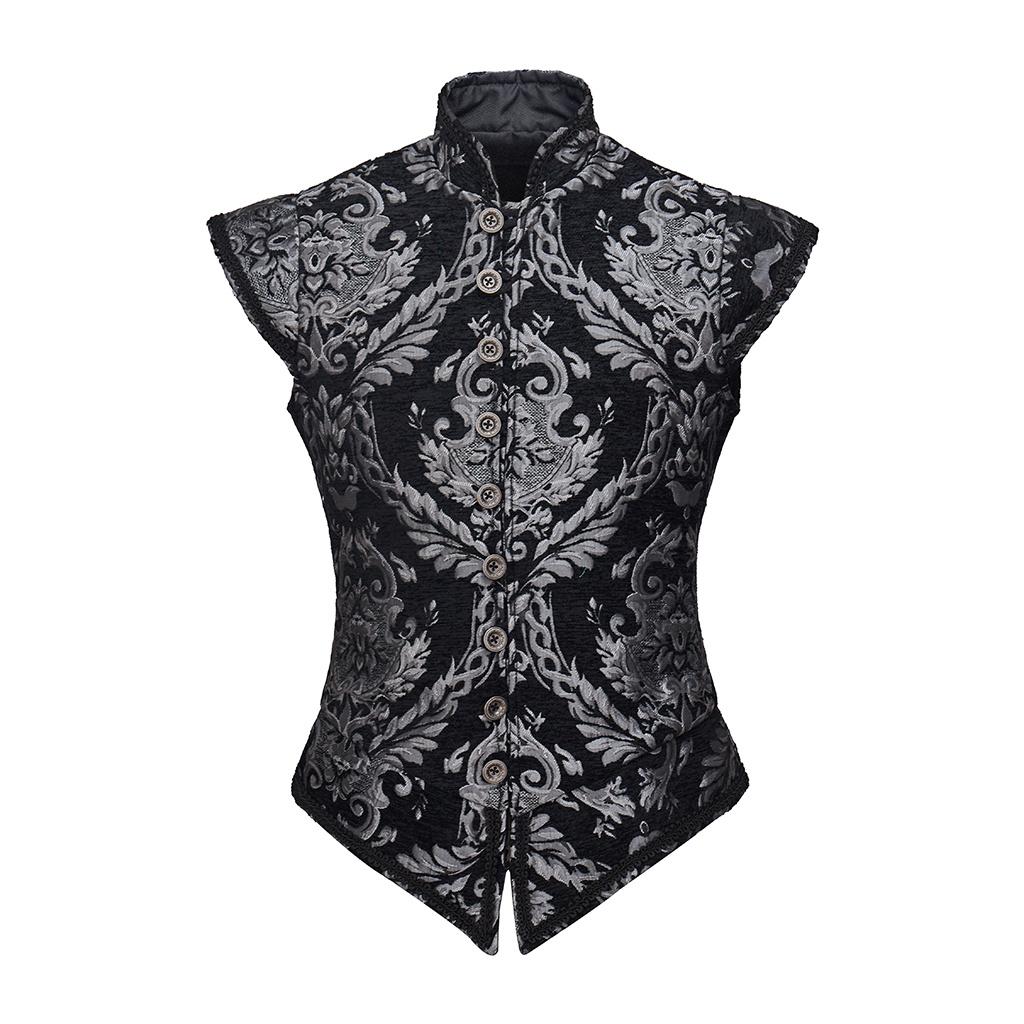 New !!! Adult Men Renaissance Tudor Elizabeth Vest Costume Pirate Colonial Red And Gold Brocade Jerkin Vest Costume Custom Made