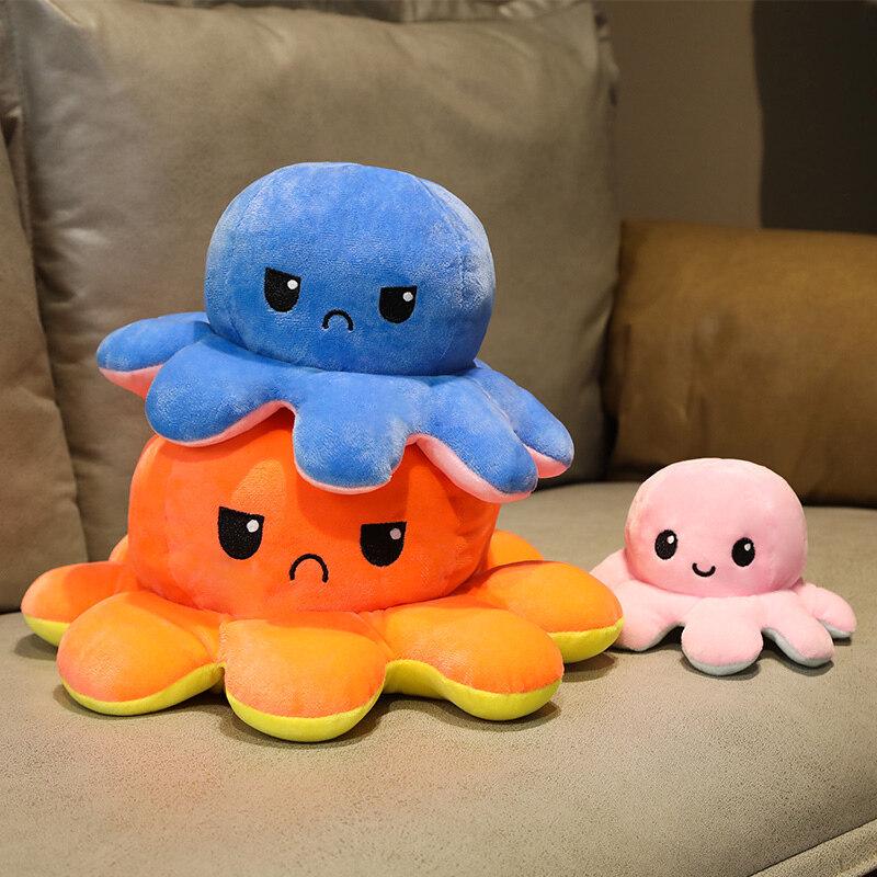 Reversible Double-Sided Octopus Plush Toy - Cute Face-Changing Doll for Girls Birthday Gift