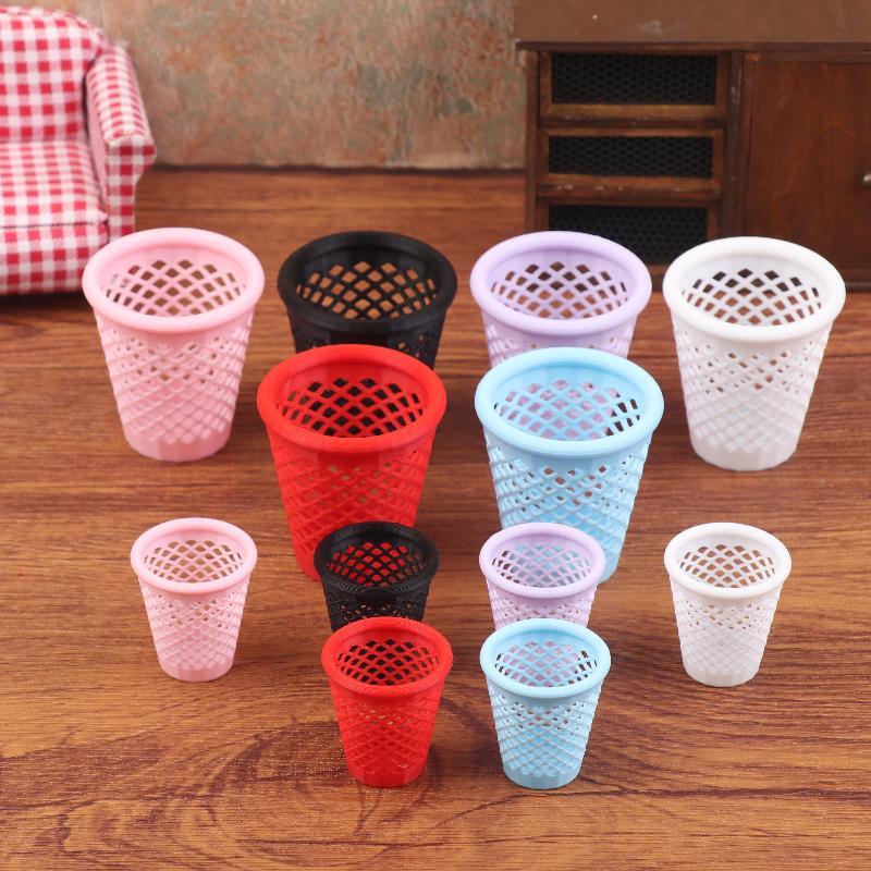 1/12 Dollhouse Mini Hollowed-Out Trash Can Model Dollhouse Living Furniture Decoration Dolls House Micro Scene Ornament