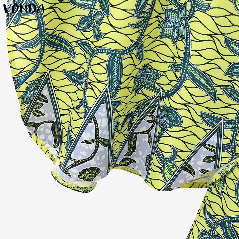 VONDA Oversized Women Long Sleeve Floral Print Tops and Straight Pants Bohemia Sets