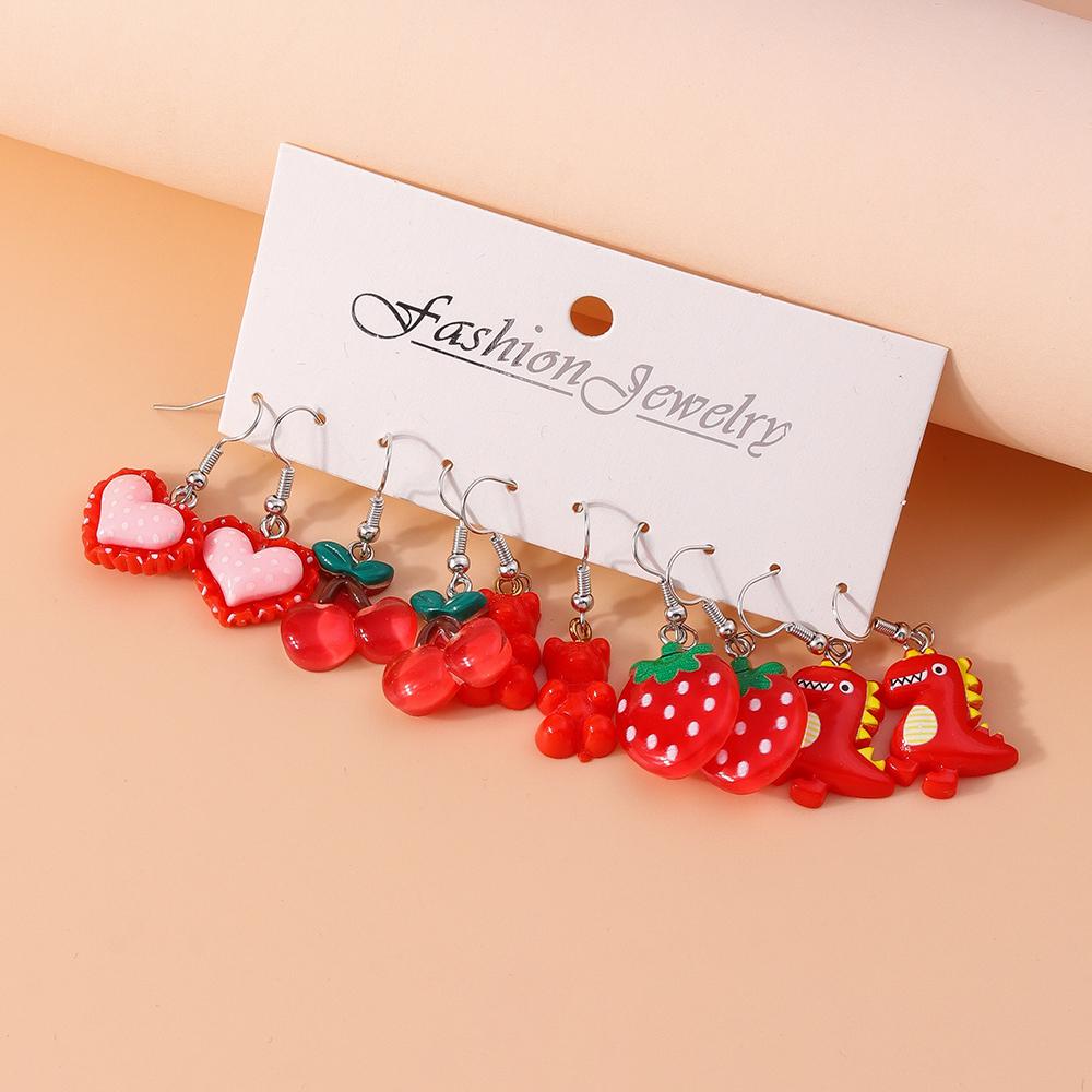 5 Pairs Cartoon Ice Cream Cookie Chocolate Donut Earrings for Women Girls 3D Food Dangle Earrings Kids Jewelry Gifts