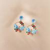 Medieval Palace Butterfly Wreath Earrings French Elegant Temperament Light Luxury High-end Feeling Enamel Oil Painting