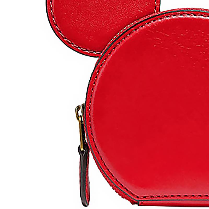 Coach X Disney Collaboration Mickey Mouse Ear Graffiti Print Leather Wallet Women Wallet Red C1181-B4RHM