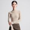 Women's 100% Pure Wool Semi-High Neck Slim-Fit Long Sleeve Sweater