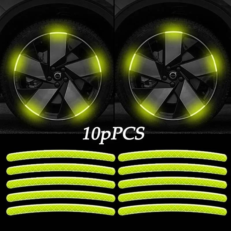 10pcs Car Wheel Hub Reflective Sticker Car Stickers For Renault Koleos Twingo Scenic Megane Fluenec Latitude Clio 1/2/3 Chrysler
