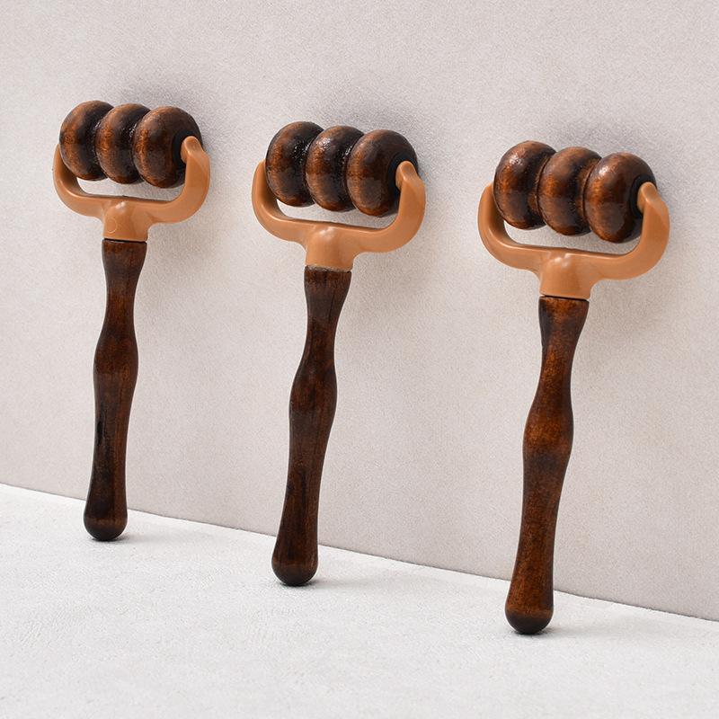 1/2pcs Wooden Manual Massage Roller Portable Massager for Blood Circulation, Suitable for Neck, Back, Shoulders, Hands and Head