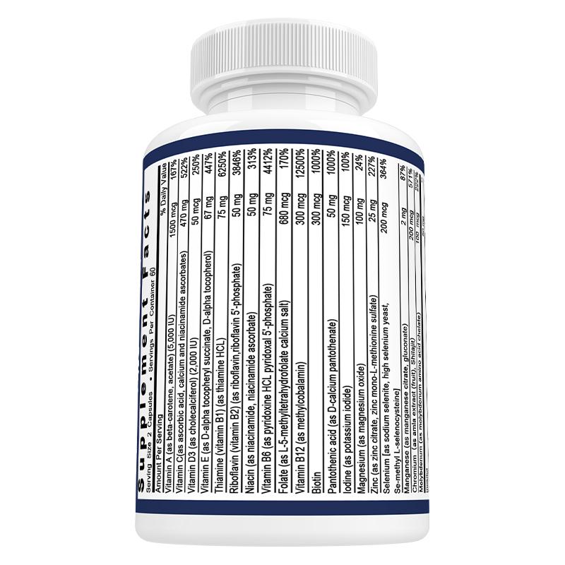 High Potency Multivitamin Mineral Dietary Supplement, 120 Capsules Per Bottle