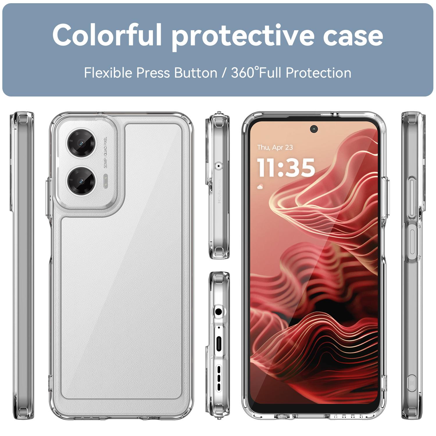 

For Motorola Moto G35 5G Clear Case WANLONFENG FM Series TPU Phone Back Cover (Big Lens Hole) Transparent