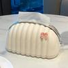 Luxurious Shell Spring Tissue Box for Dorm and Living Room - Cream Style with Butterfly Pendant