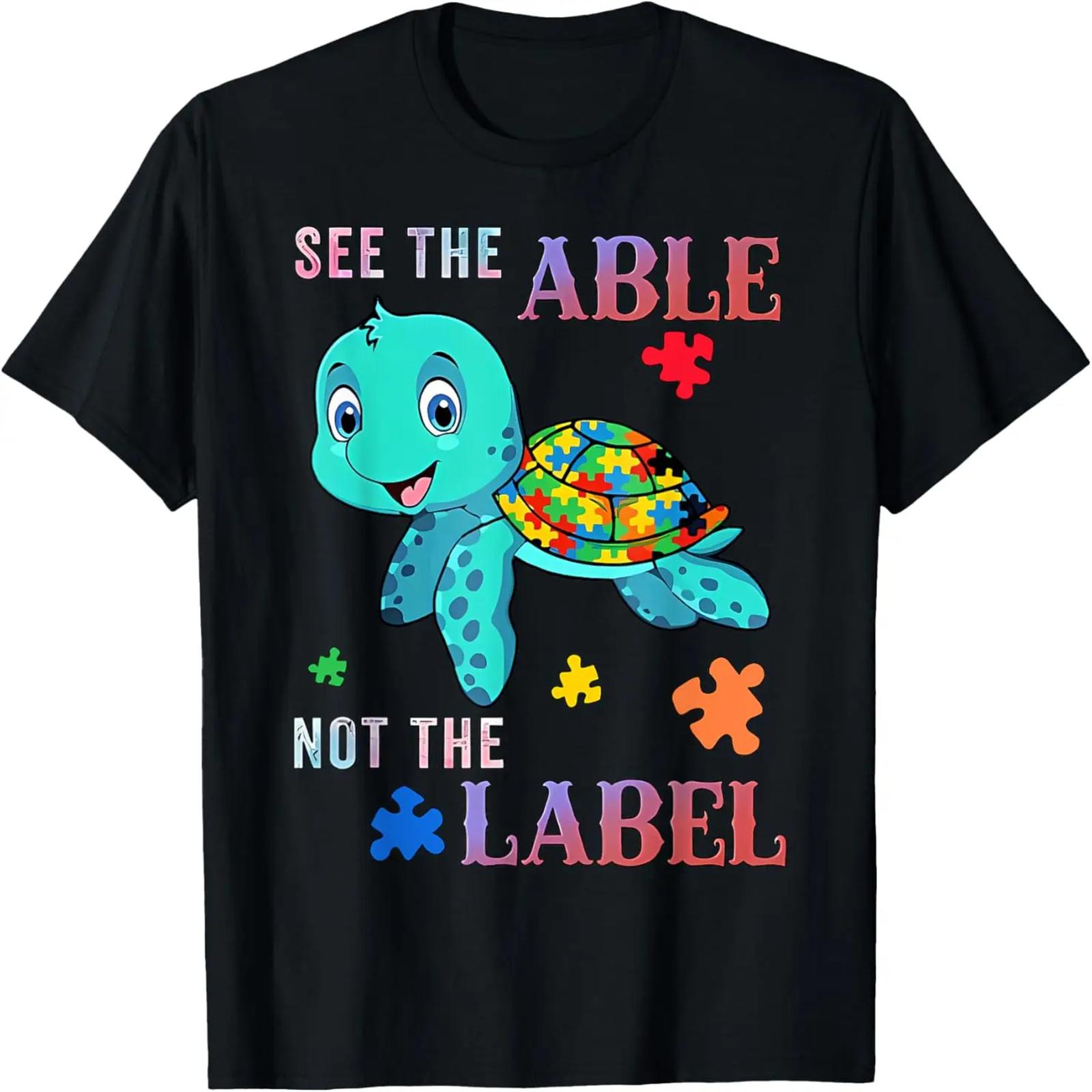 

See The Able Not The Label Autism Awareness Kids Sea Turtle T-Shirt XXXXXL чорний