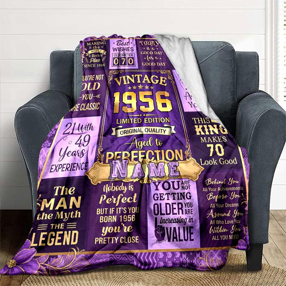 Vintage Celebration Blanket Personalized Name Soft Warm And Versatile For Sofa Bed Office And Travel Machine Washable Comfortable In All Seasons Best