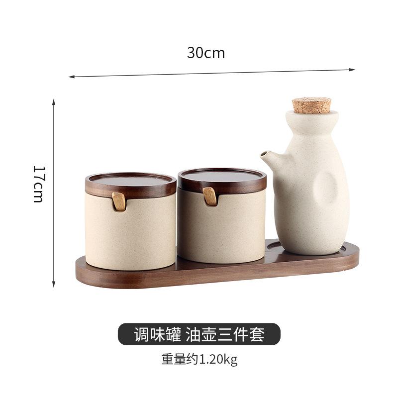 creative ceramic soy sauce pot small oil  seasoning bottle simple vinegar  Japanese retro seasoning bottle set