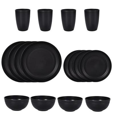 Black Wheat Straw Dinnerware Set