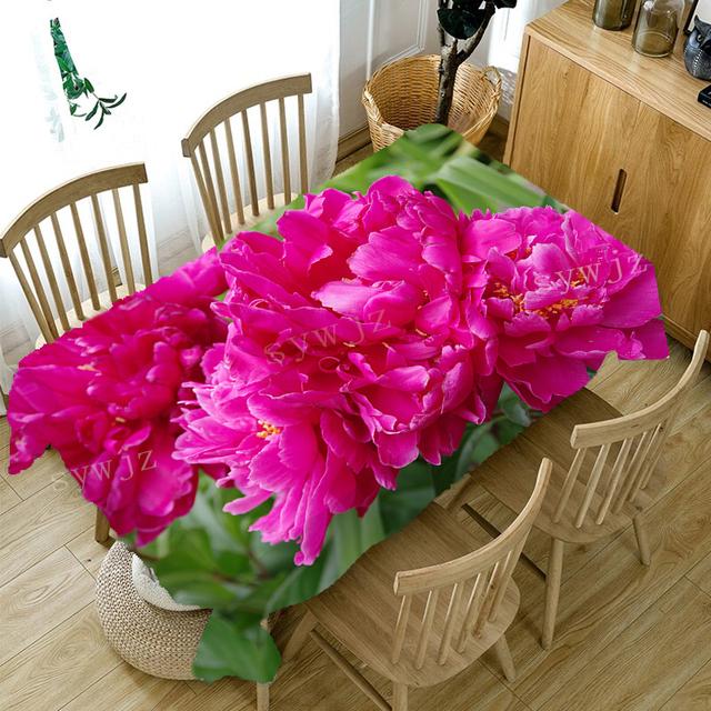 

Скатерть с цветком пиона для гостиной, домашний обеденный стол, украшение для кухни, необрастающая скатерть, прямоугольные аксессуары с принтом 140x180cm55x70inch