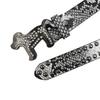European and American Rhinestone Dog Buckle Belt Rivet Punk Decoration Women's Belt Yabi Decoration Python Pattern Belt