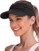 Sun Visor Hat: UPF 50+ Wide Brim Lightweight Breathable Packable Visor - Open Top Ponytail Friendly Summer UV Protection for Women Beach Golf Travel