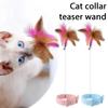 Interactive Cat Neck Collar Toy Adjustable Self-Play Feather Teaser Stick With Bell Funny Kitten Wand For Indoor Cats Exercise