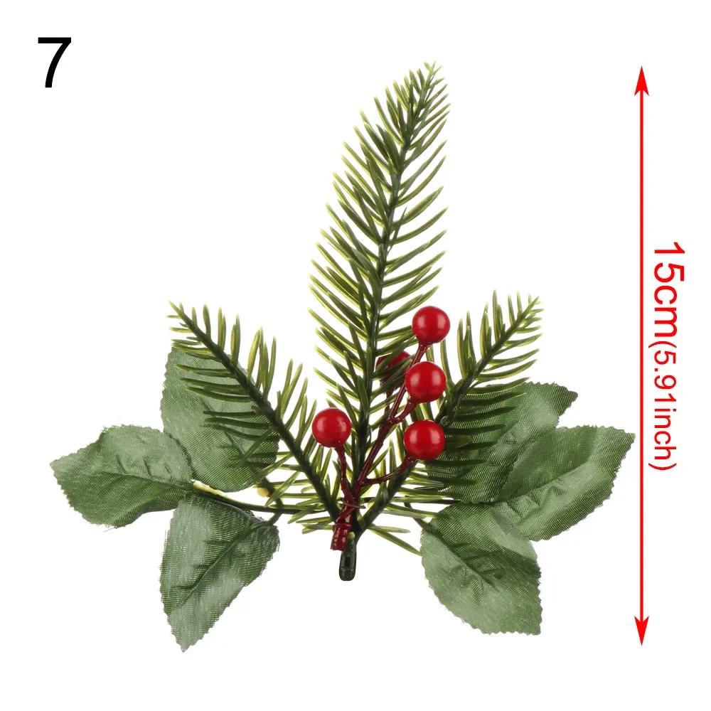 20-26cm Rotes Beeren-Bouquet Künstlicher Tannenzapfen Blumenast Weihnachtsbaumschmuck Hochzeitsfeierdekor Festliche Artikel