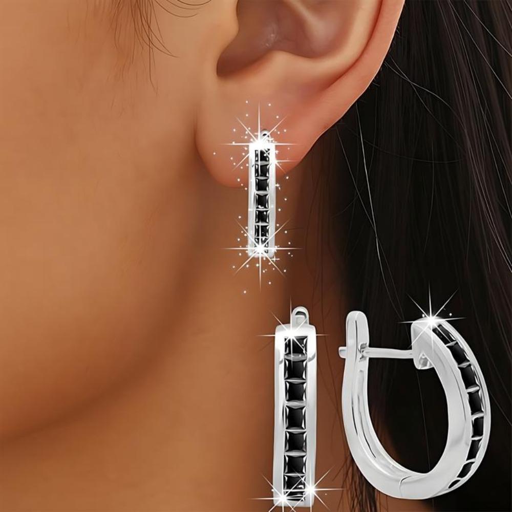 Black Awn Fashion Classic Black Hoop Earrings for Women Ladies Hoop Earrings