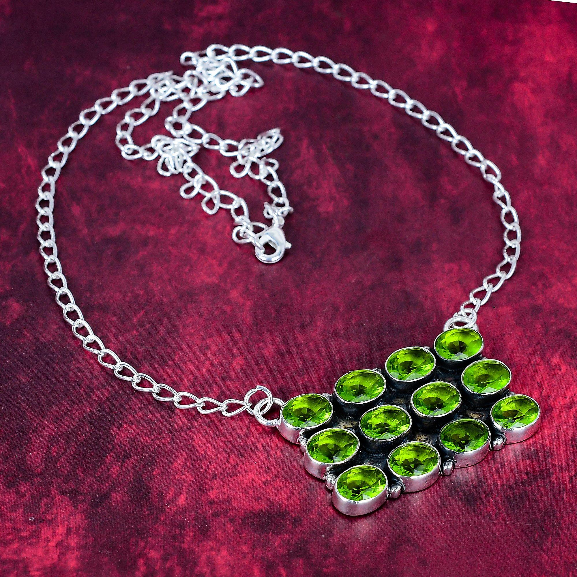 

Ожерелье с перидотом, Ожерелье из стерлингового серебра 925 пробы, Ювелирные изделия с драгоценными камнями, Ожерелье ручной работы, Изумительные украшения, Подарок для нее зелёный