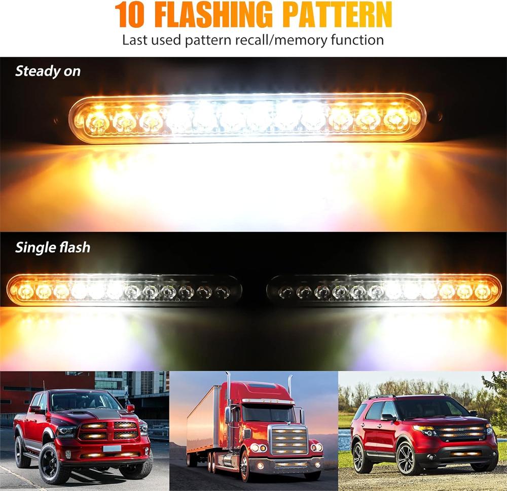 10PCS LED Emergency Strobe Lights 12 LED Warning Beacon Caution Hazard Light Bar Car Trucks Vehicle Flashing Light