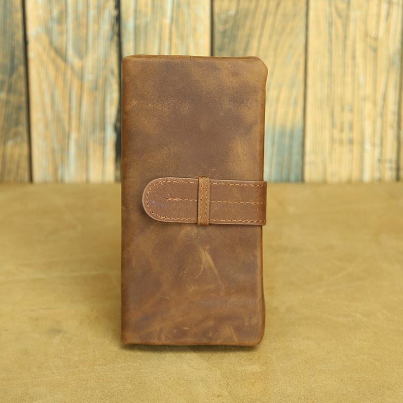 

Ретро-кошелек из кожи Crazy Horse, мужской кошелек из коровьей кожи, длинный и короткий кожаный женский кошелек на несколько карт 9cm*2cm*19cm