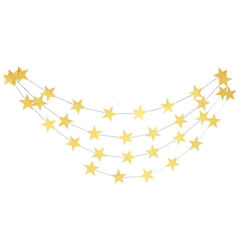 4MGold Silver Five Pointed Star Bunting Garland Birthday Wedding Party Graduation Ceremony Background Hanging Banner Party