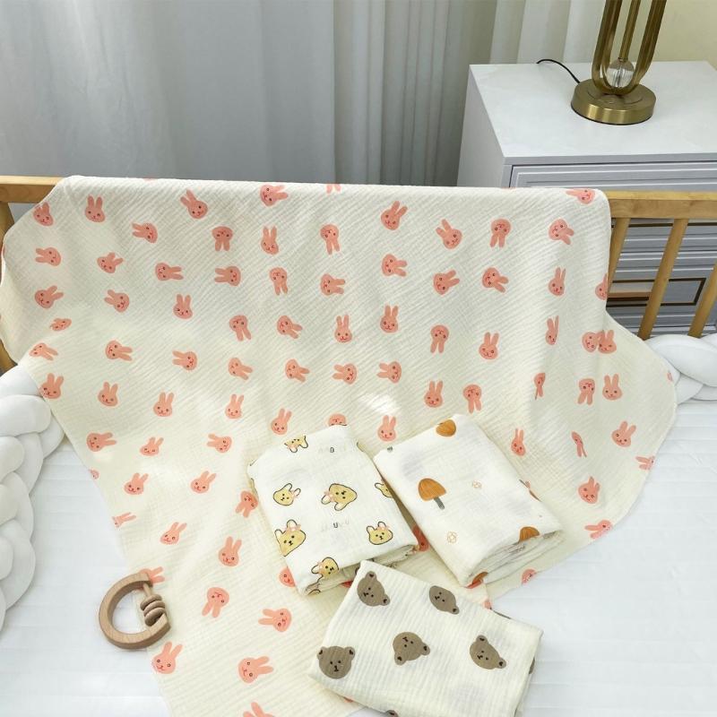 Baby Wrap Towel Cotton Cartoon Print Wrap Blanket Infant Blanket Bath Towel Crib Sheet Non-fluorescent Newborn Blanket