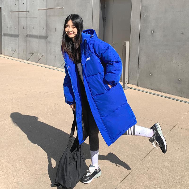 

Осенне-зимняя женская однотонная свободная повседневная утолщенная теплая женская куртка средней длины с капюшоном