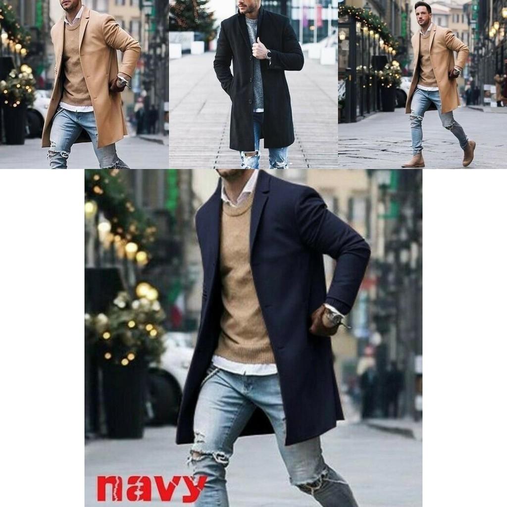 Elegant Men's Lapel Coat Trench Coat With Classic Notched Lapel And Button Up Closure