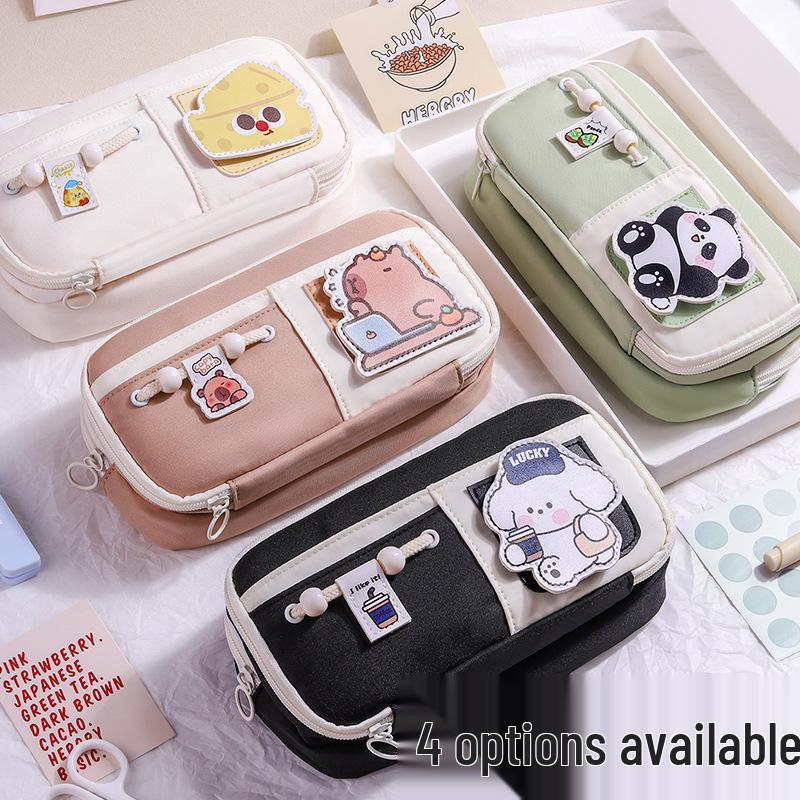 Milk-Huhu High-End Large Capacity Velcro Pencil Case for Middle School Students