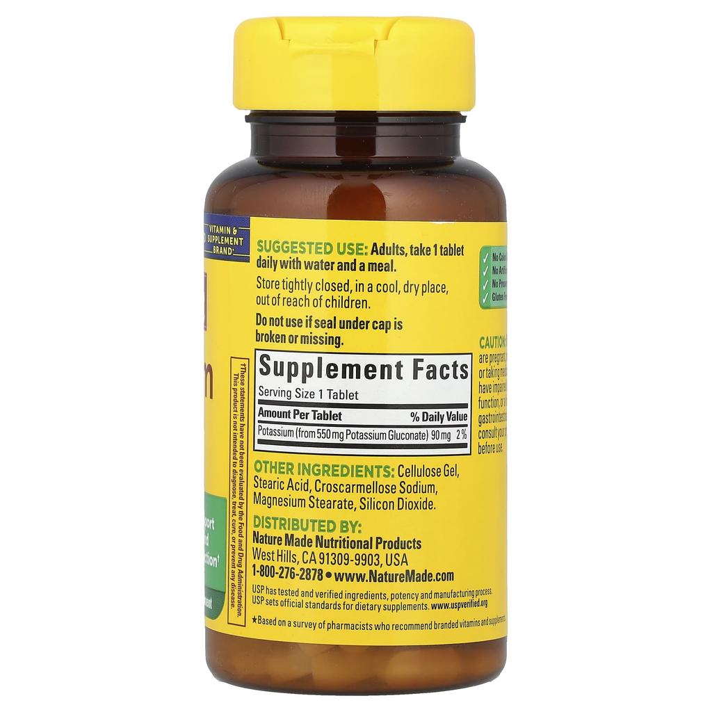 Potassium Gluconate, 90Mg, 100 Tablets
