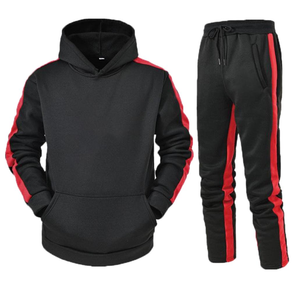 Men'S Hooded Sportswear Two-Piece Long Sleeved Pullover Hoodie Sweatshirt+Sweatpants Set