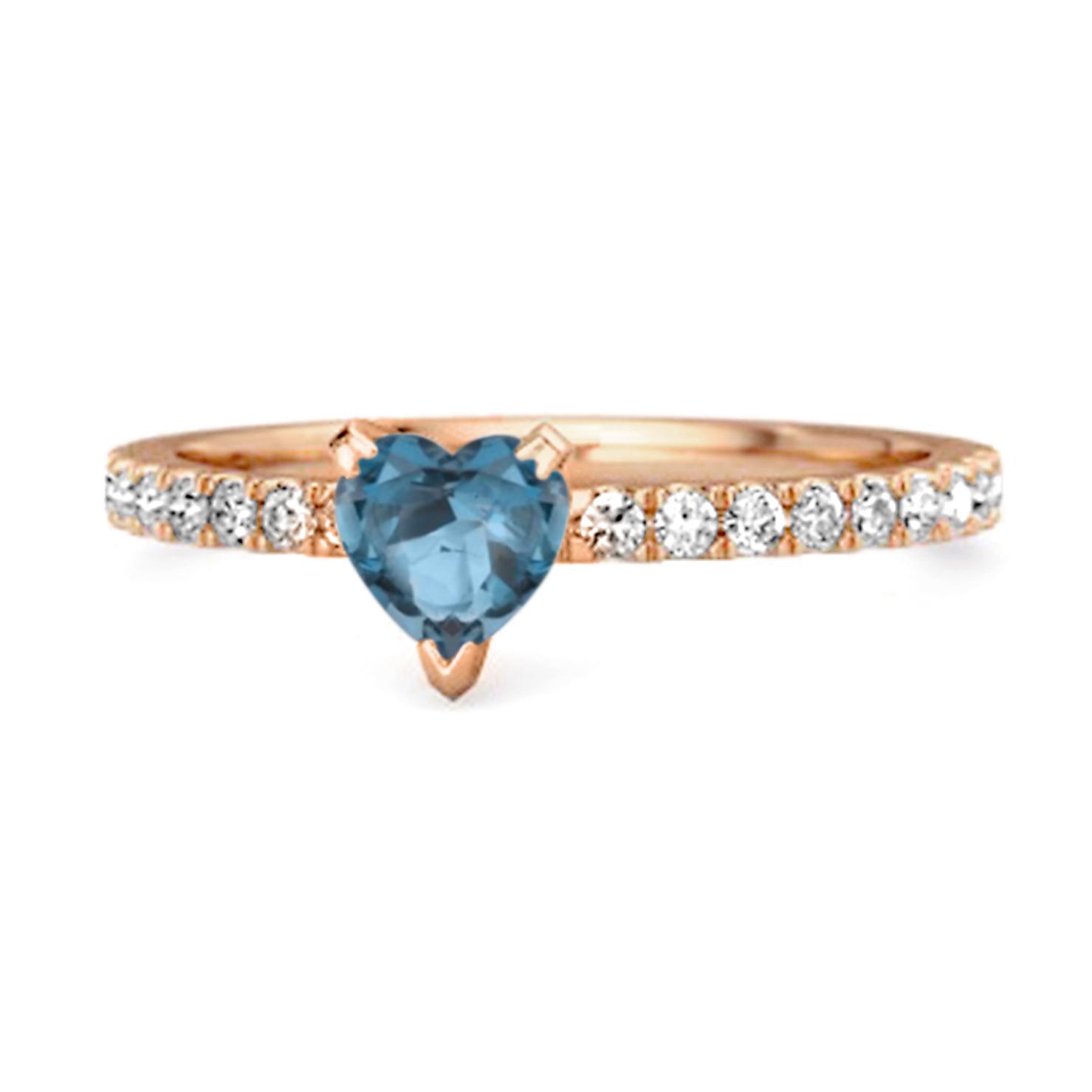 London Blue Topaz Pave Band Ring - 925 Sterling Silver Rose Gold Vermeil 12 ярко-розовый