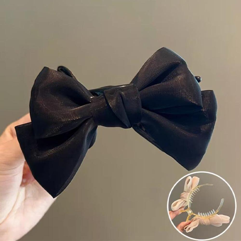 

Gifts Shiny Mesh Bow Hair Clip Satin Bow Top Knot Shark Clip Hair Accessories Bow Bun