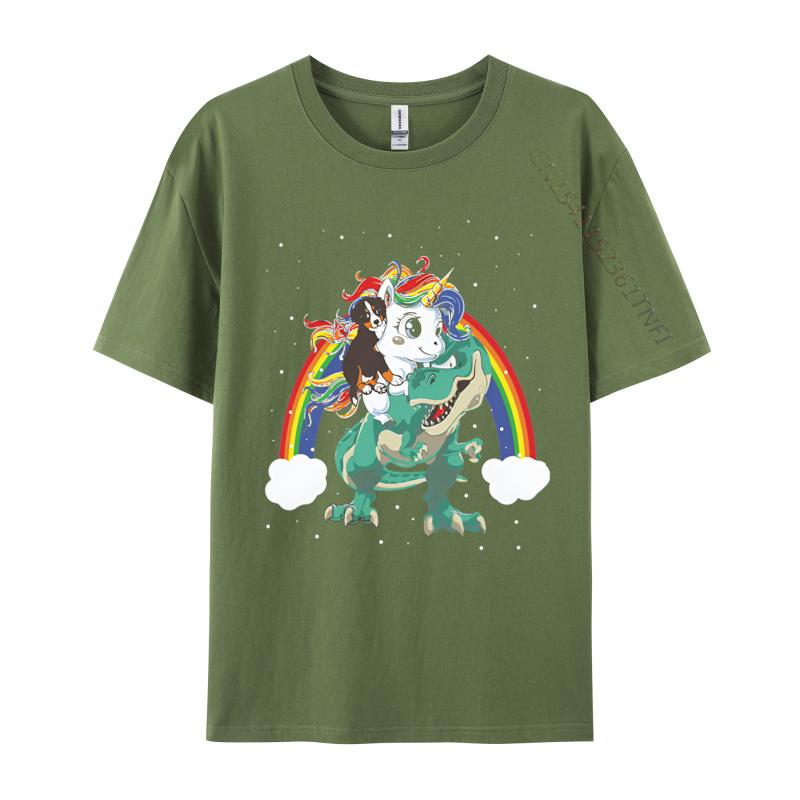 Mode Lässiges T-Shirt Berner Sennenhund Einhorn Reiten Dinosaurier T-Shirts Locker Sitzend Brüder Herren T-Shirt