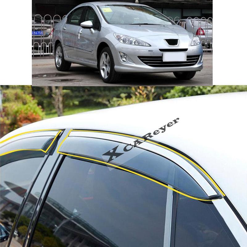 For Peugeot 408 2010 2011 2012 2013 Car Body Styling Sticker Plastic Window Glass Wind Visor Rain/Sun Guard Vent Parts