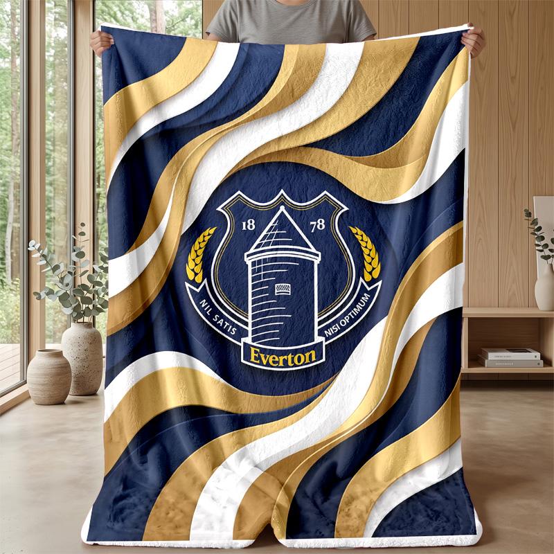 Everton Fußball Druck Flanell Decke, Weiche Warme Leichte Überwurfdecke für Sofa Bett Camping