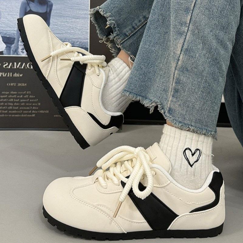 

Весенне-осенние немецкие тренировочные кроссовки женские 2025 новые на плоской подошве на шнуровке кеды универсальные модные нишевый дизайн повседневная обувь 40 бежевый