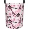 Laundry Basket with Handles Butterfly Tower Pink Baby Kids Dirty Clothes Hamper, Clothes Hampers for Bedroom