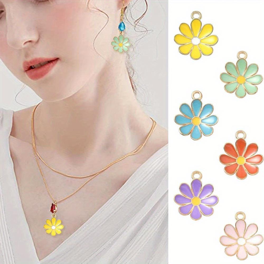 5/10/20 Stück Anhänger aus Legierung mit Öltropfen-Chrysanthemen, Anhänger mit Frühlingsblumendesign, Schmuckherstellung Halskette, Armband, Ohrring, DIY Schmuckzubehör