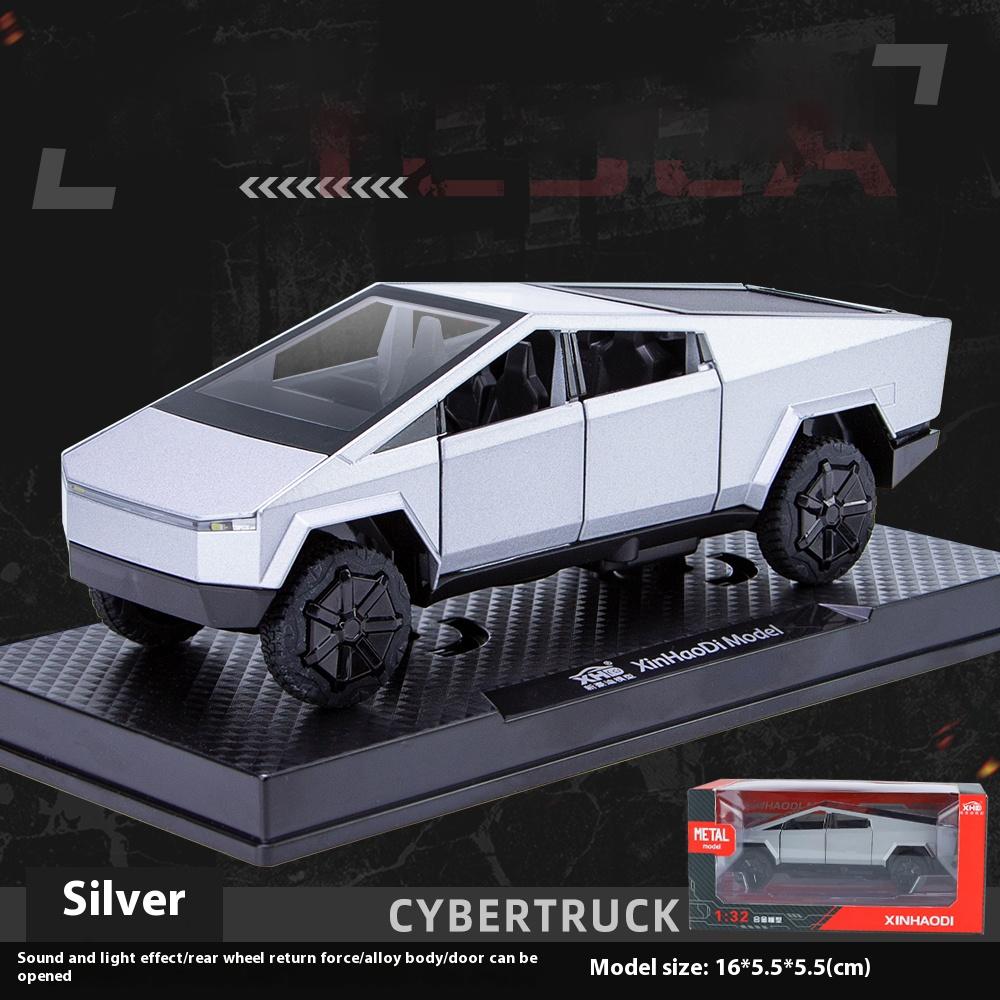 

Модель пикапа Tesla Cybertruck в масштабе 1/32, игрушка из сплава, симуляция звука, детская коллекционная модель автомобиля, подарки, украшения для стола серебряный