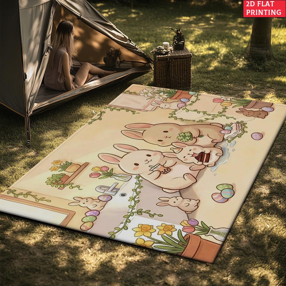 Cute Rabbit Easter Eggs Large Room Carpet Non Slip Cartoon Kids Bedroom Living Room Floor Mat Home Decor Children's Play Carpet